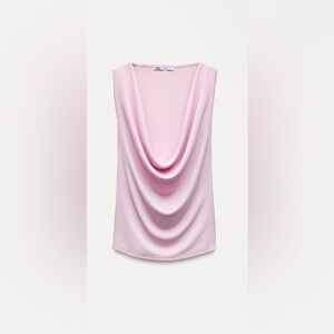 Zara Elegant Pink Drape Neck Top